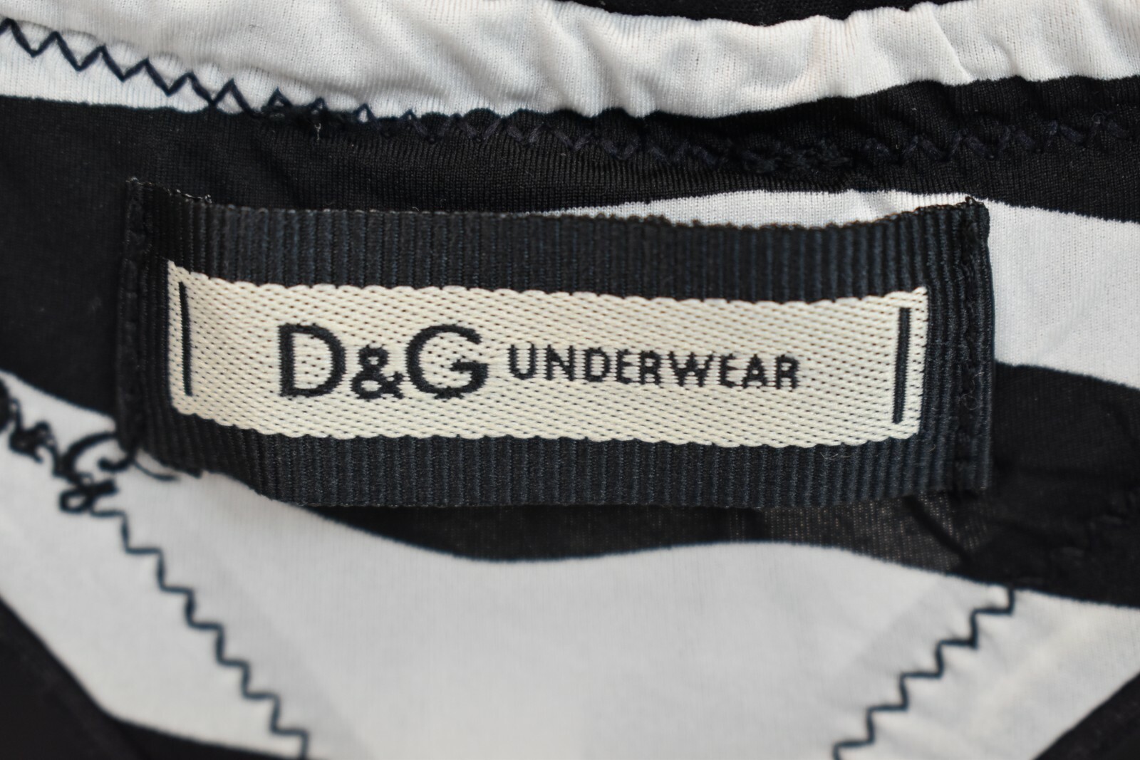 NWT DOLCE GABBANA M51392 BLACK WHITE ZEBRA PRINT LOGO THONG UNDERWEAR S