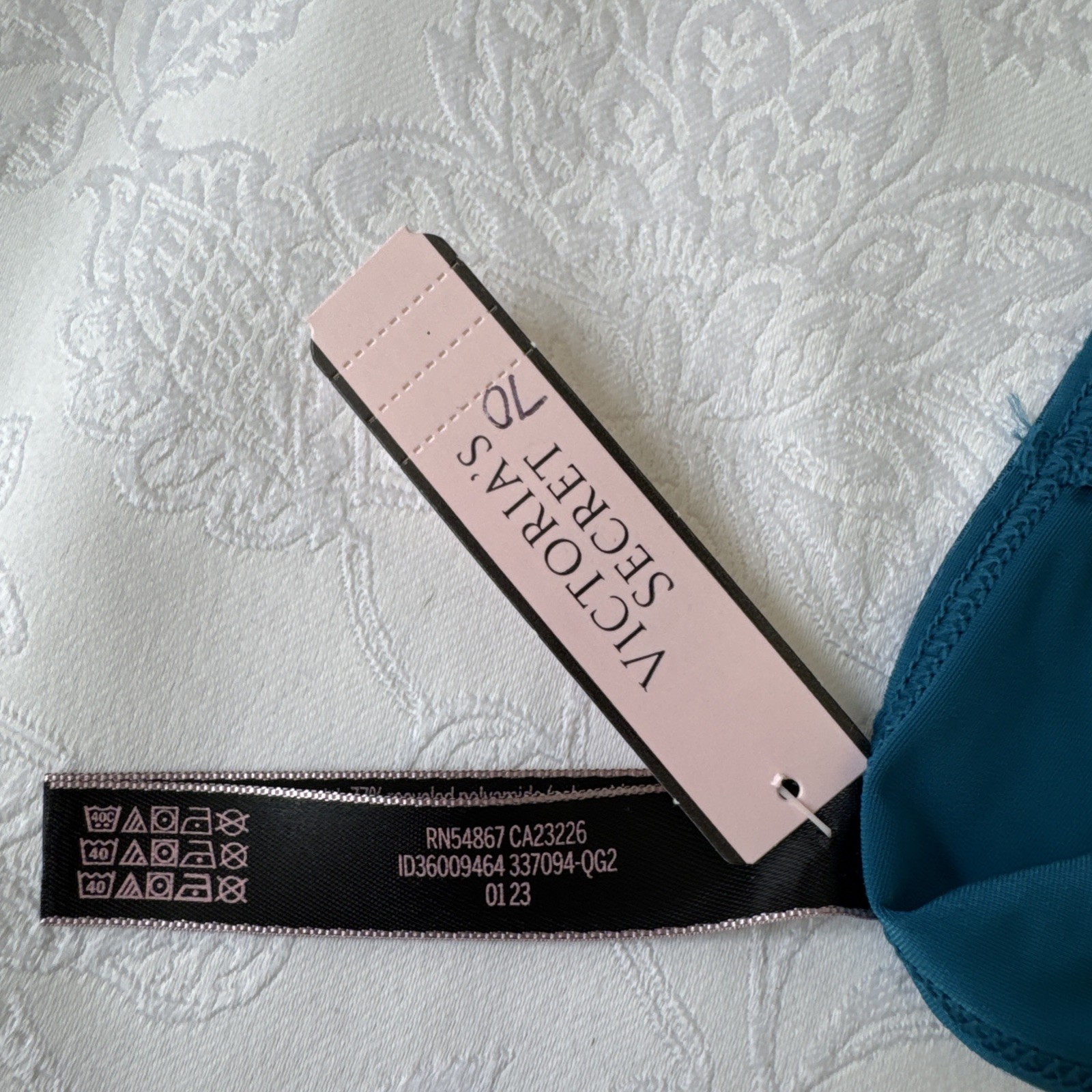 VICTORIA’S SECRET M TEAL BLUE SILKY CHARM CUT OUT BACK CHEEKY SUMMER PANTIES NWT