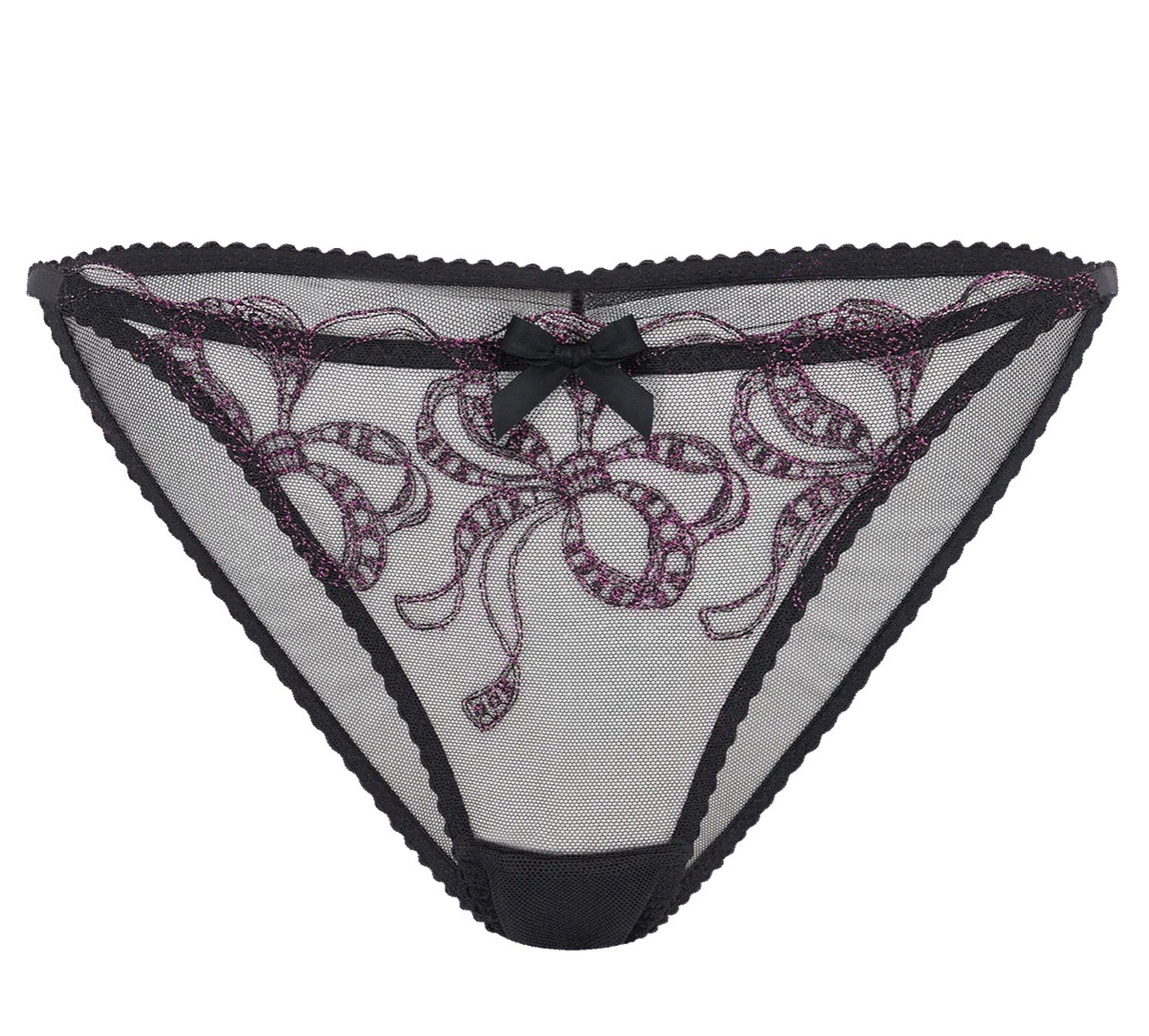 Agent Provocateur Louella Black / Pink Mesh & Lace Brief Sz. 5 NWT