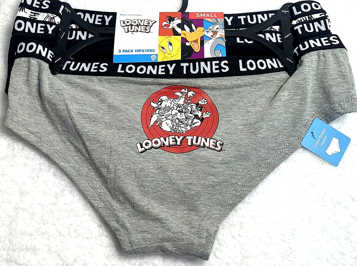 Looney Tunes Women’s Hipsters SZ Small 3-Pk Cotton Stretch, What’s Up Doc?