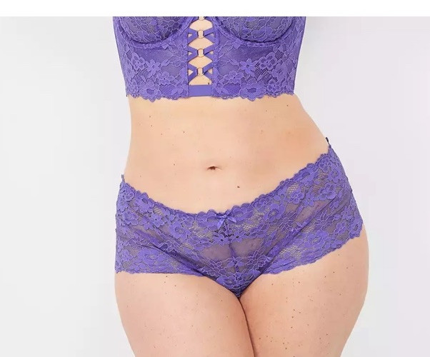 Cacique Lane Bryant Lace Cheeky Short Panty 26/28 Lot of 3 NWOT Purple Violet