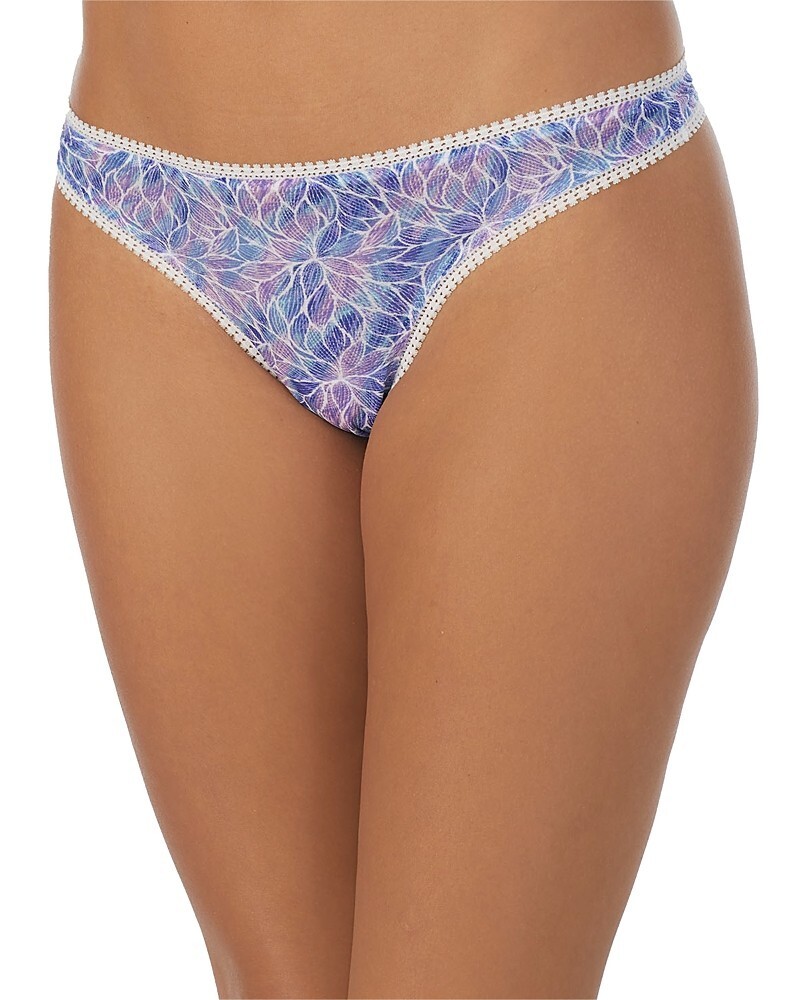 On Gossamer L1668 Purple Modern Lace Printed Hipster Thong Panty Size M/L