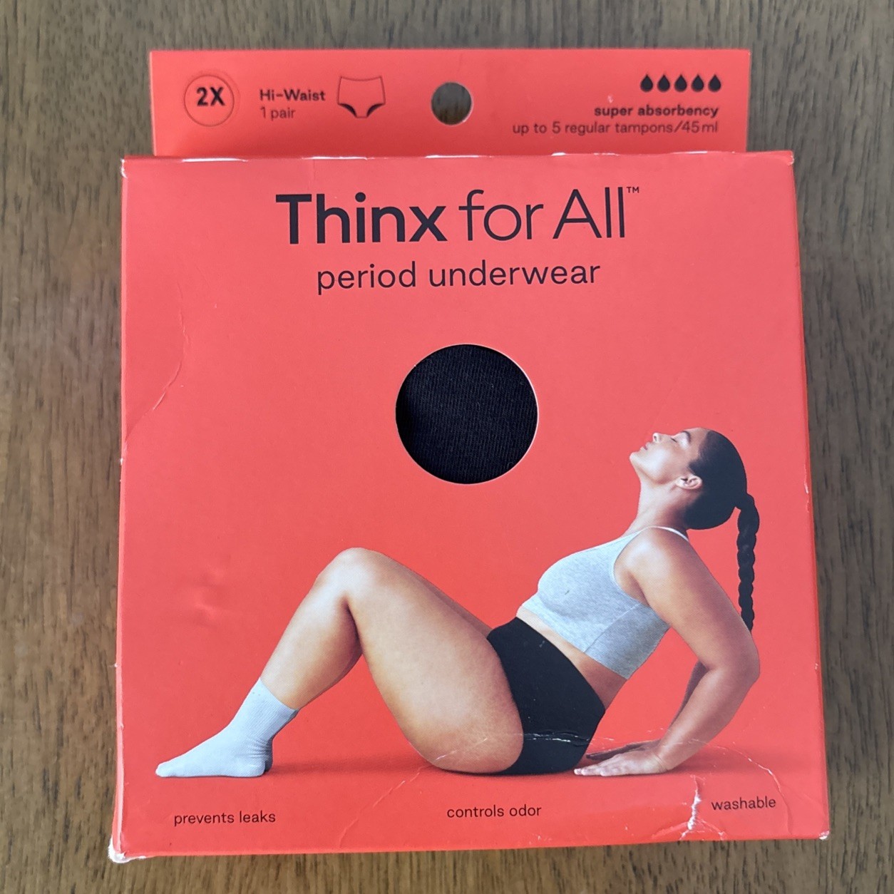 Thinx for All All Day Absorbency Leakproof Period Underwear Hi-Waist Black 2X