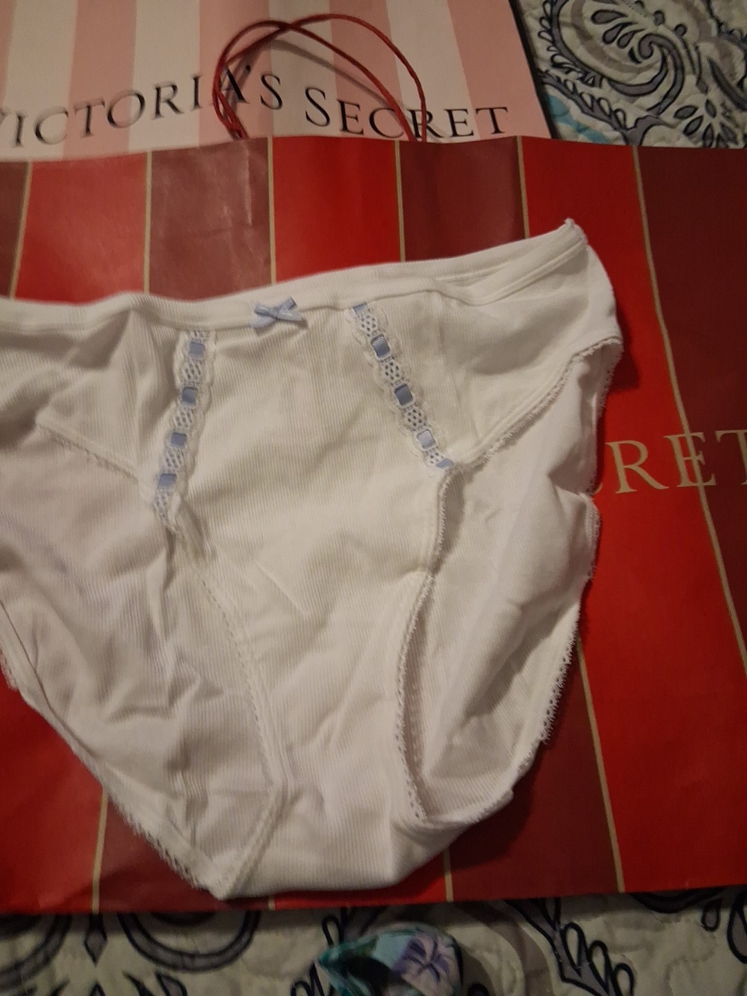 Victoria’s Secret Stretch Cotton Ribbon Alot Bikini Panty Large 95% Cotton