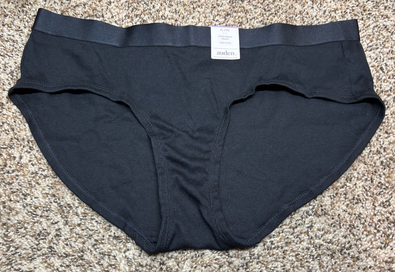 Auden Black Cotton Blend Hipster. Size: XL (16).