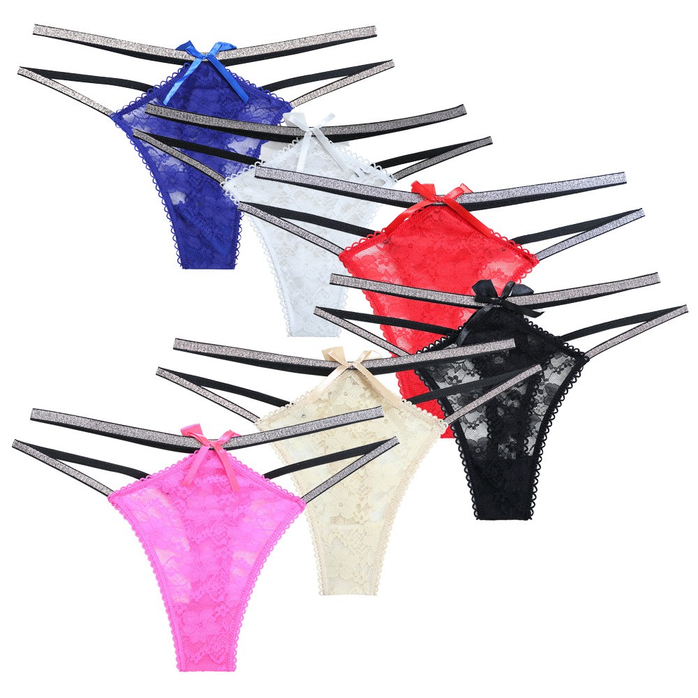 6 Pack Lot Sexy Womens Lace Panties Thongs Briefs See Through Underwear Lingerie