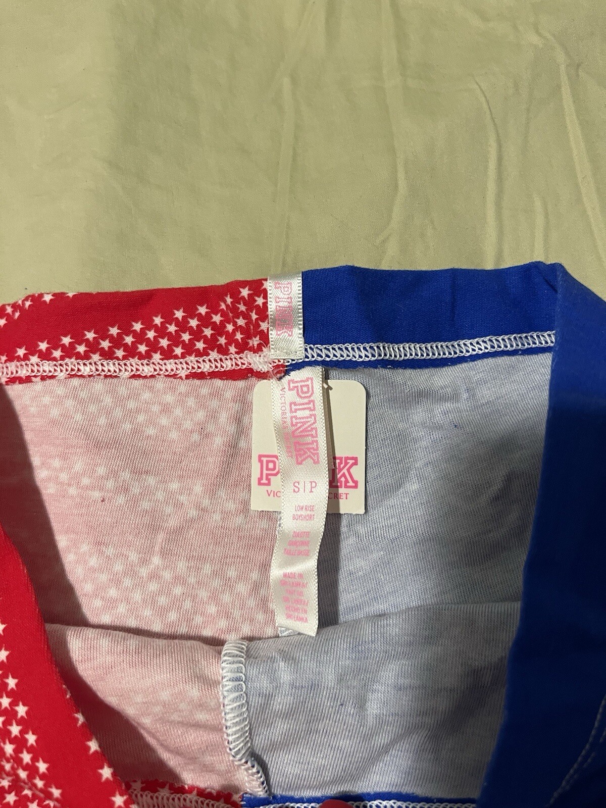 VS Y2K VTG Red White & Blue Boyshort Panties Small By Pink Collection NWT