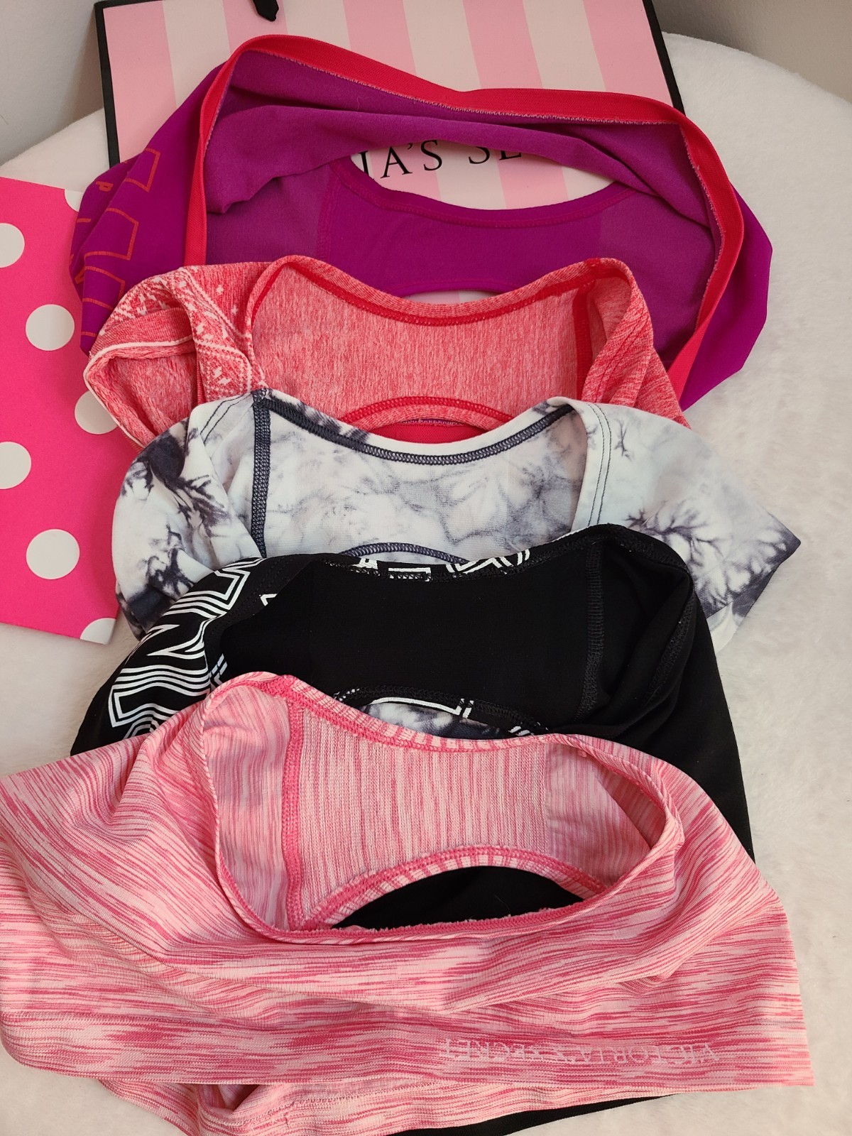 VS PINK 5pk Seamless Stretch Nylon Yoga Hipster Panties Size Lg Multicolor
