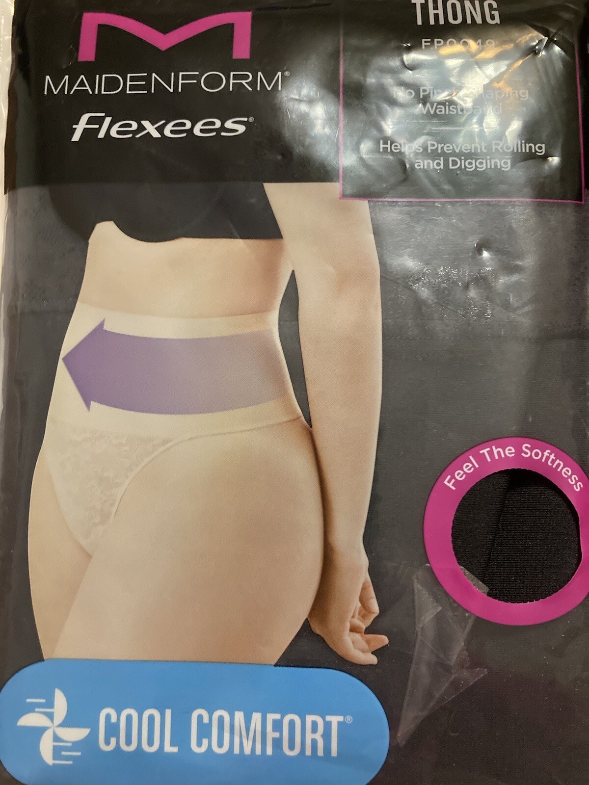 Maidenform Flexees Womens Shapewear Cool Comfort Thong Black Lace 3XL
