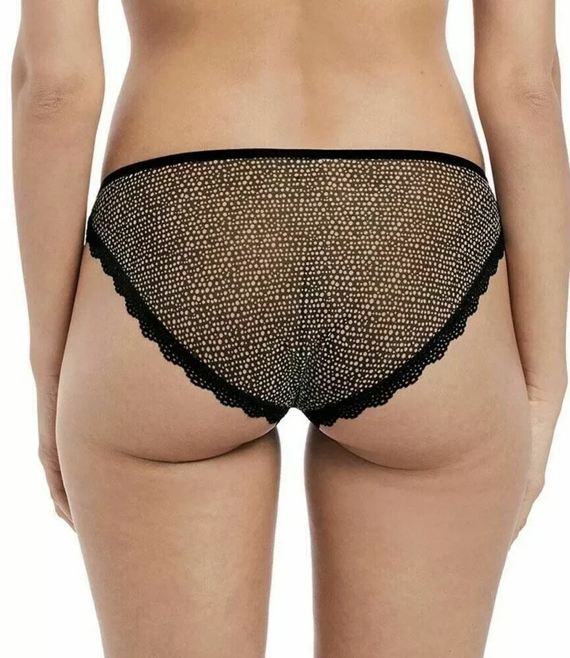 Freya Summer Haze Brief Mesh Size XS 8 10 Black Beige Spot Knickers 3995 New