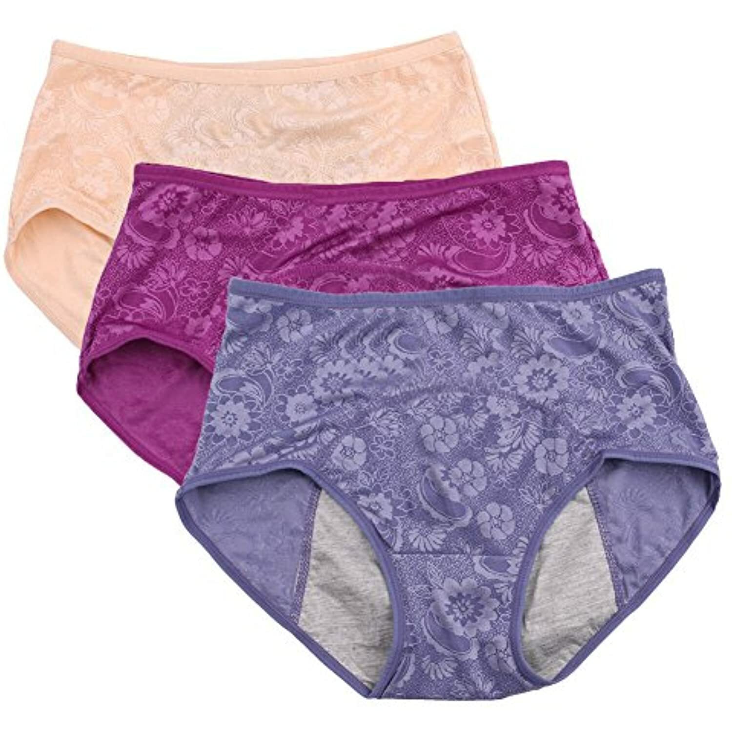 YOYI FASHION Women Menstrual Period Briefs Jacquard Easy Clean Panties US Size
