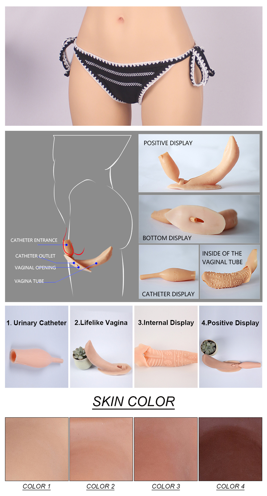 Silicone Body Breast Molds C/G Cup Fake Vagina Hip Shaping Female Body Suit