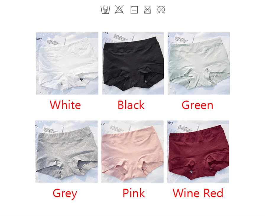 Mid Waist Cotton Panties Seamless Boyshort Solid Color Soft Underwear M-XXL