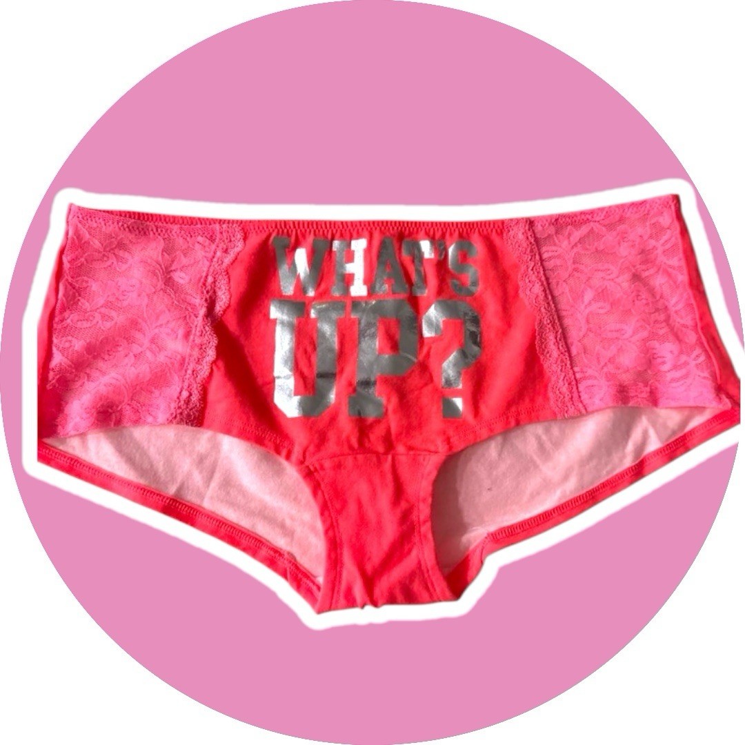 Victoria’s Secret PINK ~ What’s Up ~ VTG Lace Inset Boyshort Panties LG Y2K NWT