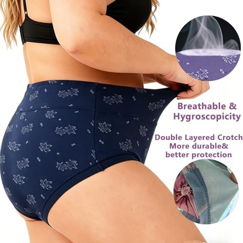 Women’s Plus Size Panties Floral Print Ladies 4X-Large 5 Pack Floral Panties