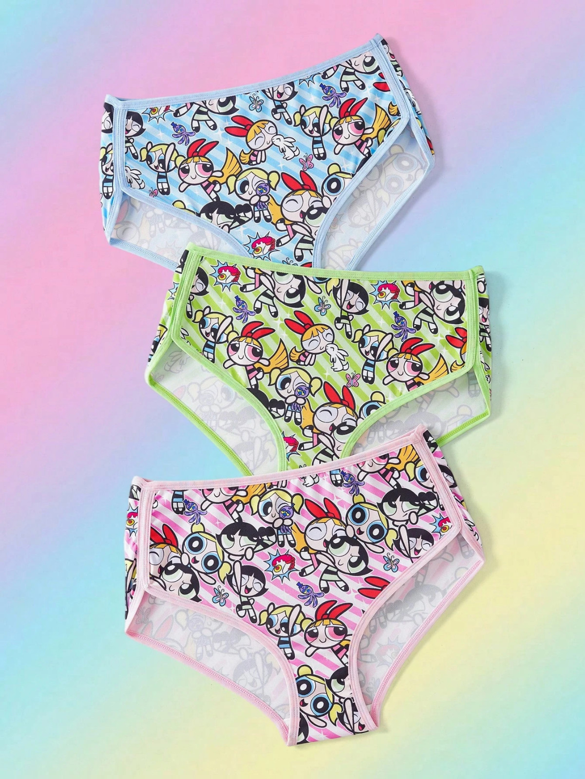 Powerpuff Girls Licensed Kawaii Y2K Cute Cartoon Brief Panties – Pack of 3