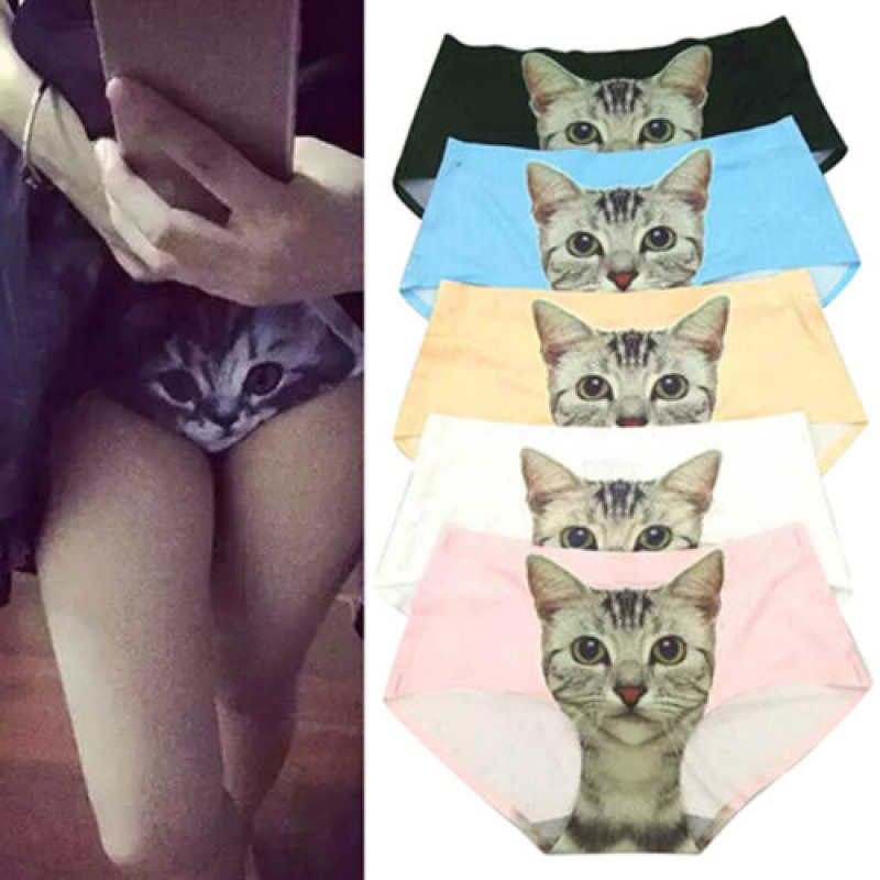 Funny Cartoon Pussycat Panties Briefs Anti Emptied Cat Meow Star Cat Pant KT-NN