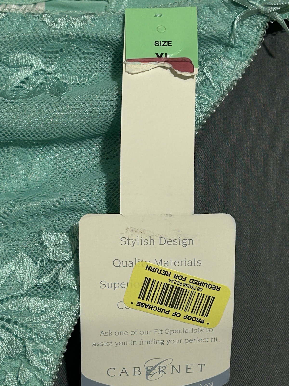 Cabernet G-String Thong Panty Sz XL Green Floral Jacquard