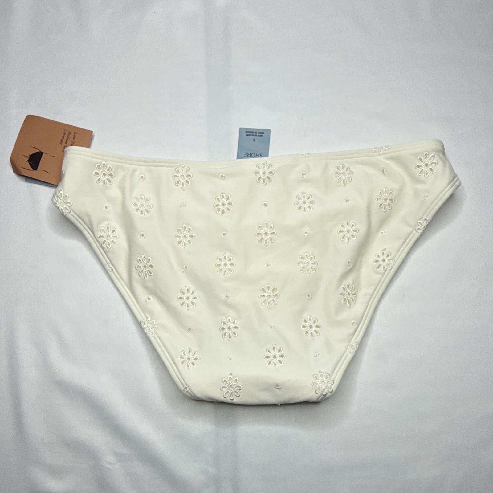 Shade & Shore Women’s White Floral Bikini Panties, Size S (4-6)