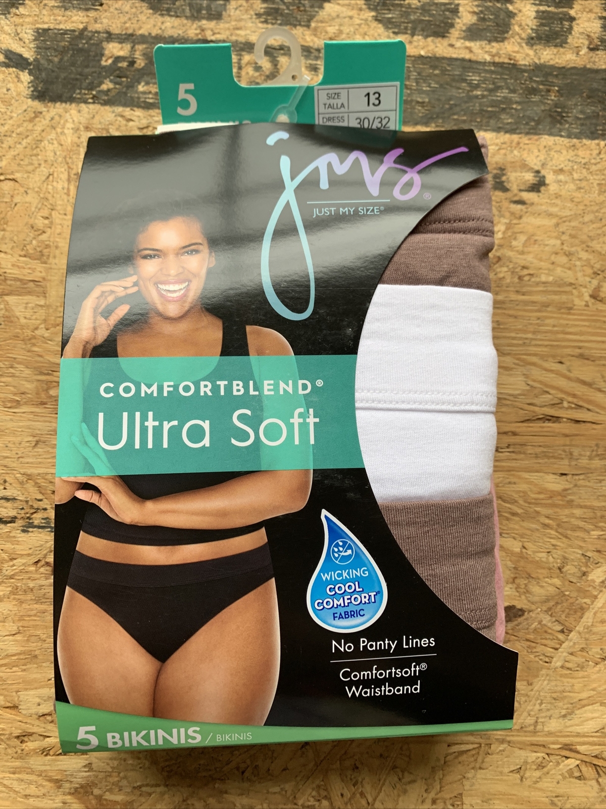 Just My Size Ultra Soft Bikinis 5 Panties Womens Size 13 30/32
