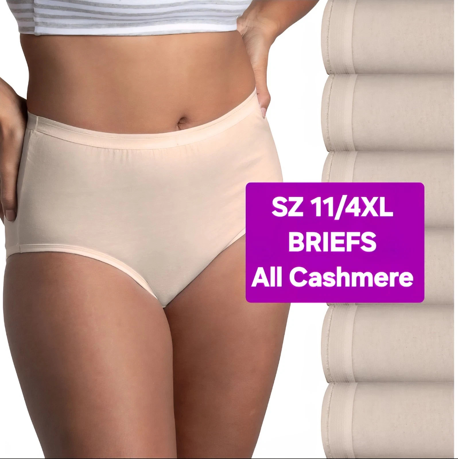 SZ 11 / 4XL Fruit of the Loom BRIEFS 6PK 100% Cotton All Cashmere Khaki