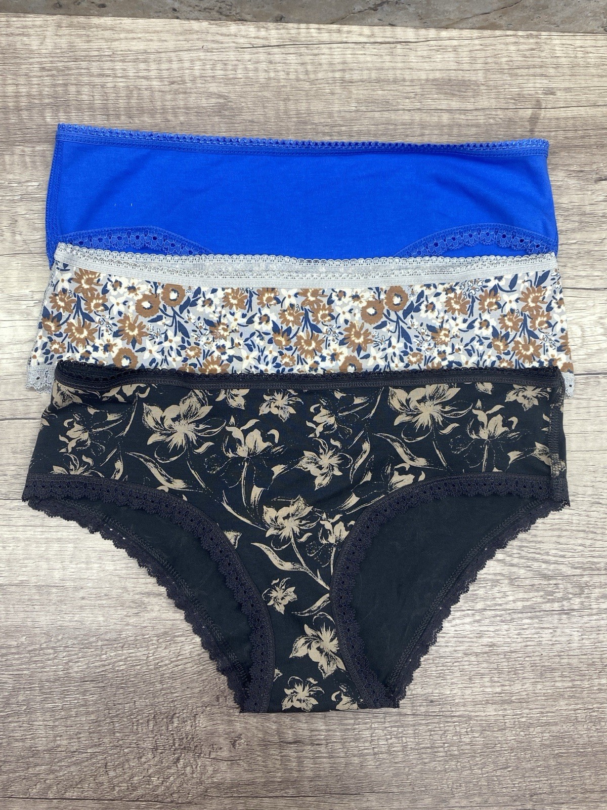 Pact Women’s Organic Cotton Lace Brief Panties 3 Pack Size S NWOT Color Mix