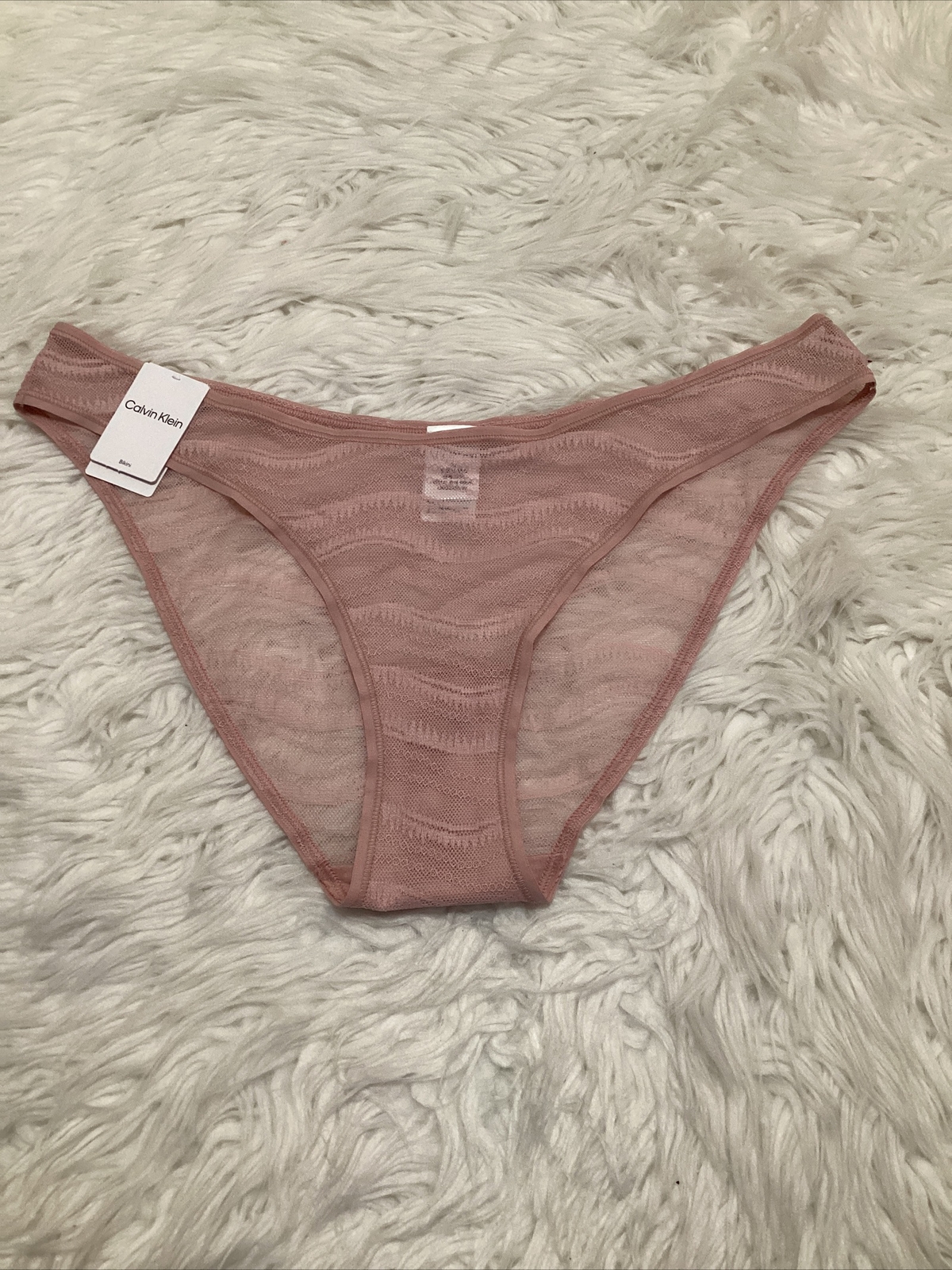 Calvin Klein Sz L Women’s Underwear Allover Lace Bikini QD3972-631 Pink $15