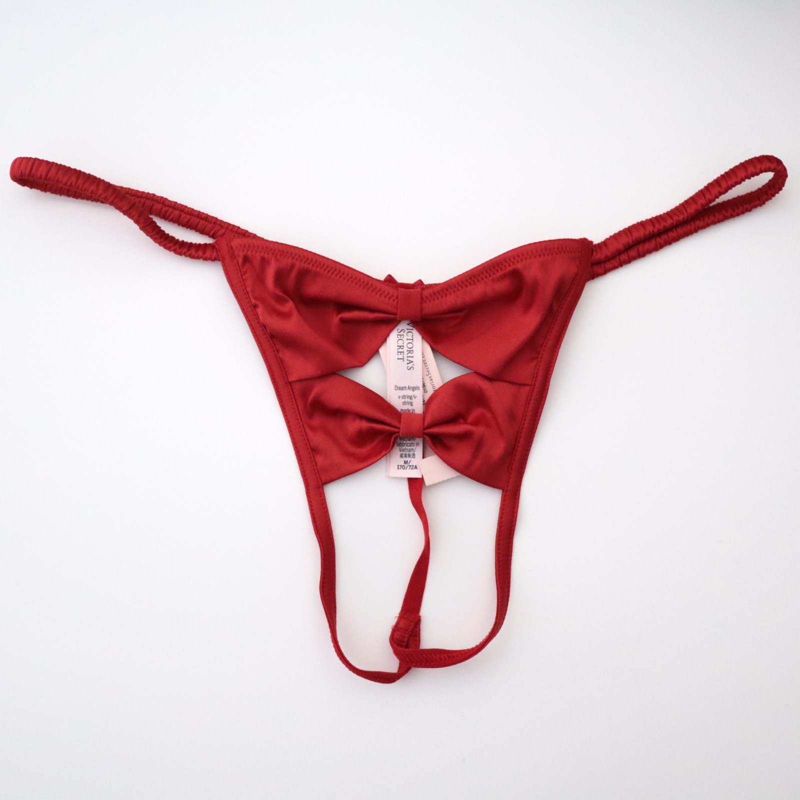 Victoria’s Secret Dream Angels Satin Bow Open Bottom V-String Thong Panty S M L