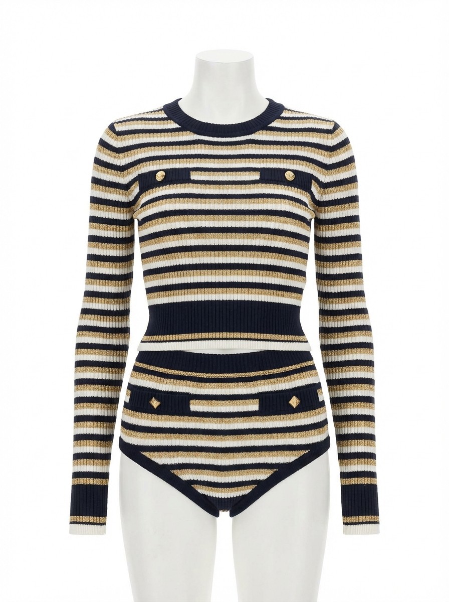 Valentino Striped Lurex Mini Shorts Size S