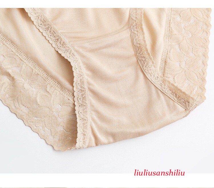 4 Pair/lot 100% Mulberry Silk Women Lace Panties Briefs Underwear Lingerie Pants