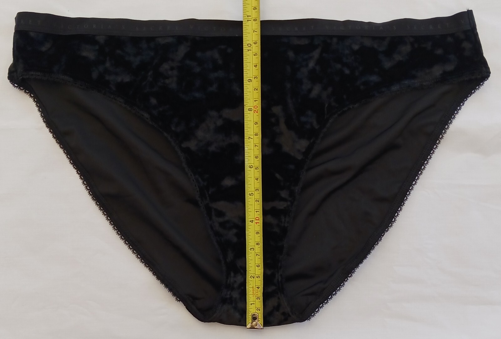 Victoria’s Secret Bikini Panties Black Velvet Texture Logo XXL