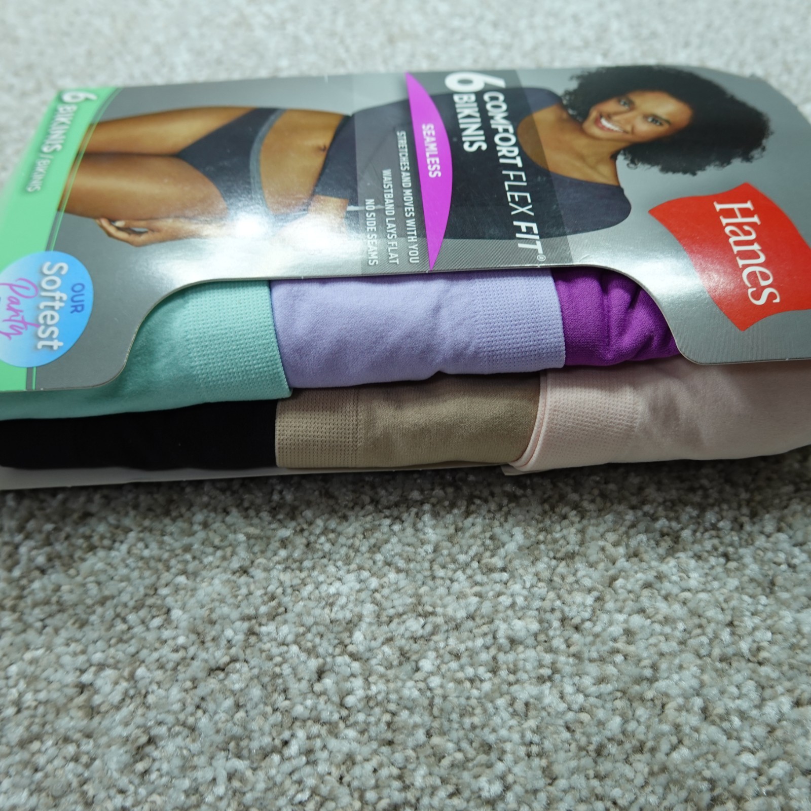 Hanes Underwear Womens 7 Large Bikinis Seamless Comfort Flex Fit 6 Pairs