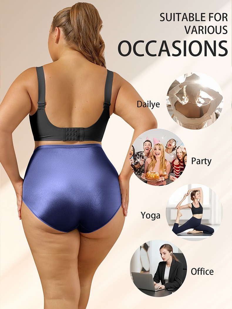 Plus Size High Waist Milk Silk Bikini Panties – Tummy Control Butt Lift 1XL-5XL