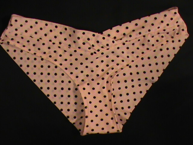 Victoria’s Secret cheekini S satin panty cream-beige black polka-dot vintage NWT