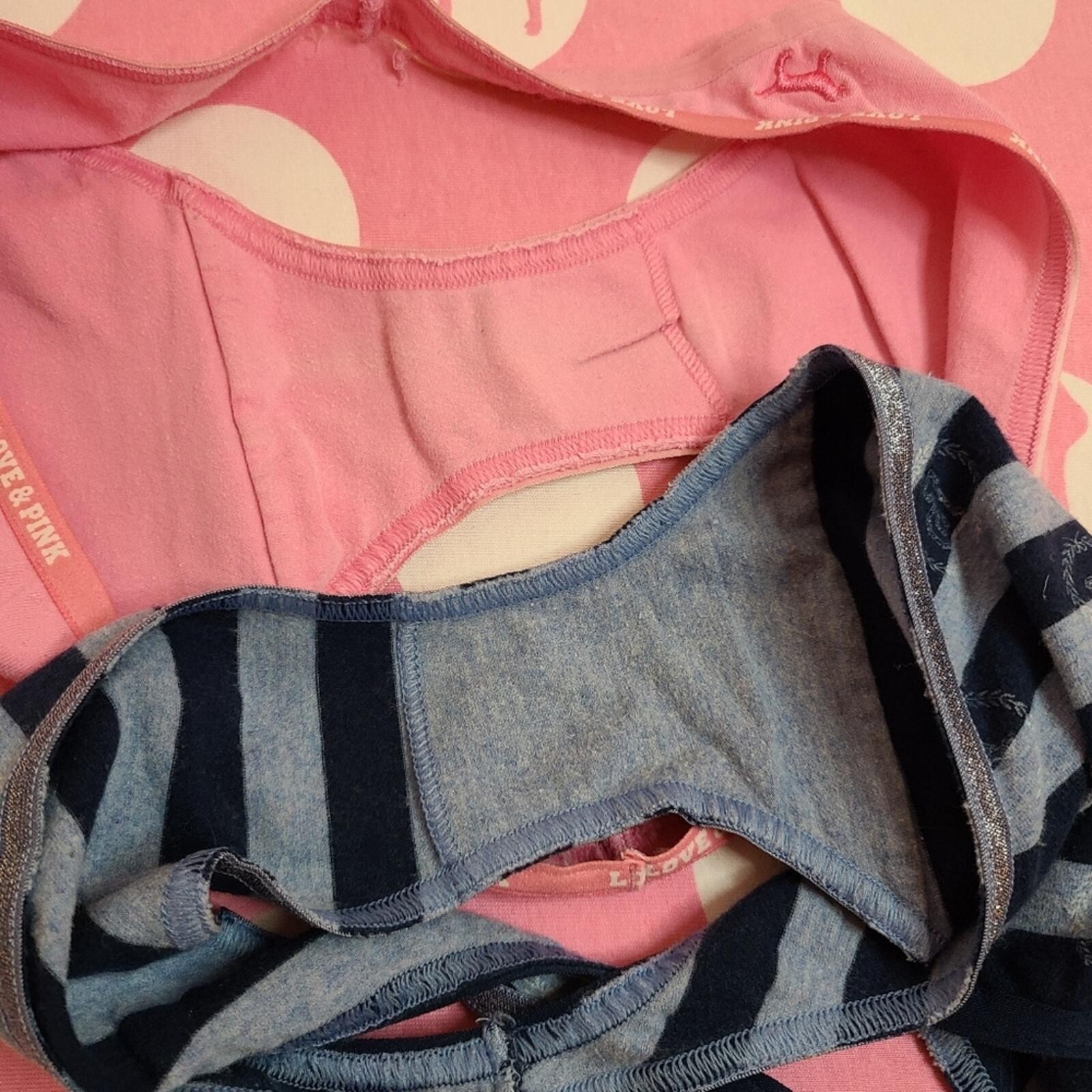 VTG VS PINK 2pk Graphic Cotton Low Rise Skinny Side Bikini Panties Size M