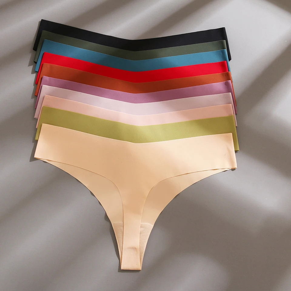 Seamless Thongs Silk Women Elastic Soft G String Sexy Underwear 7 Pieces Set
