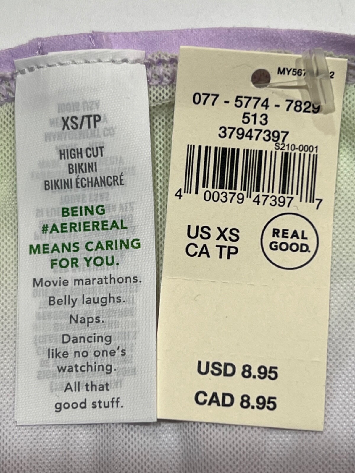 NWT AERIE High Cut Bikini Pantie Underwear XS-S-M-L-XL Purple Yellow Green Mesh
