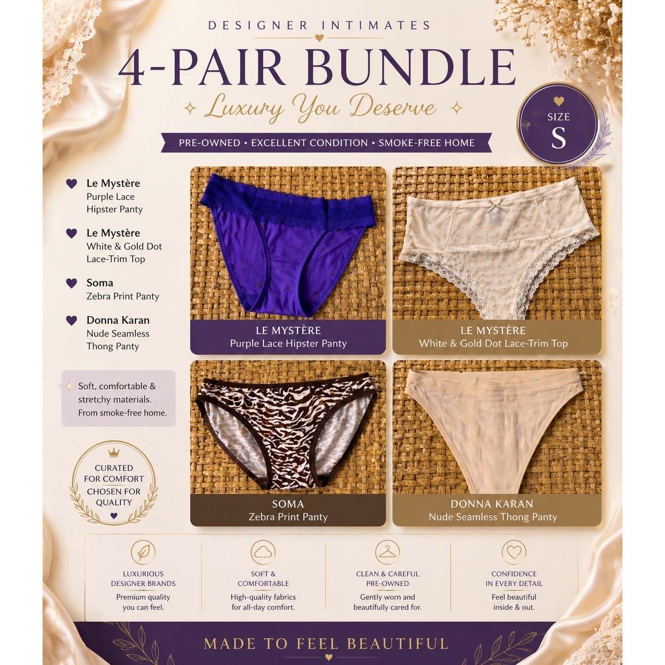 Le Mystère | Soma | Kansie |Donna Karen| FOUR pair size S BUNDLE
