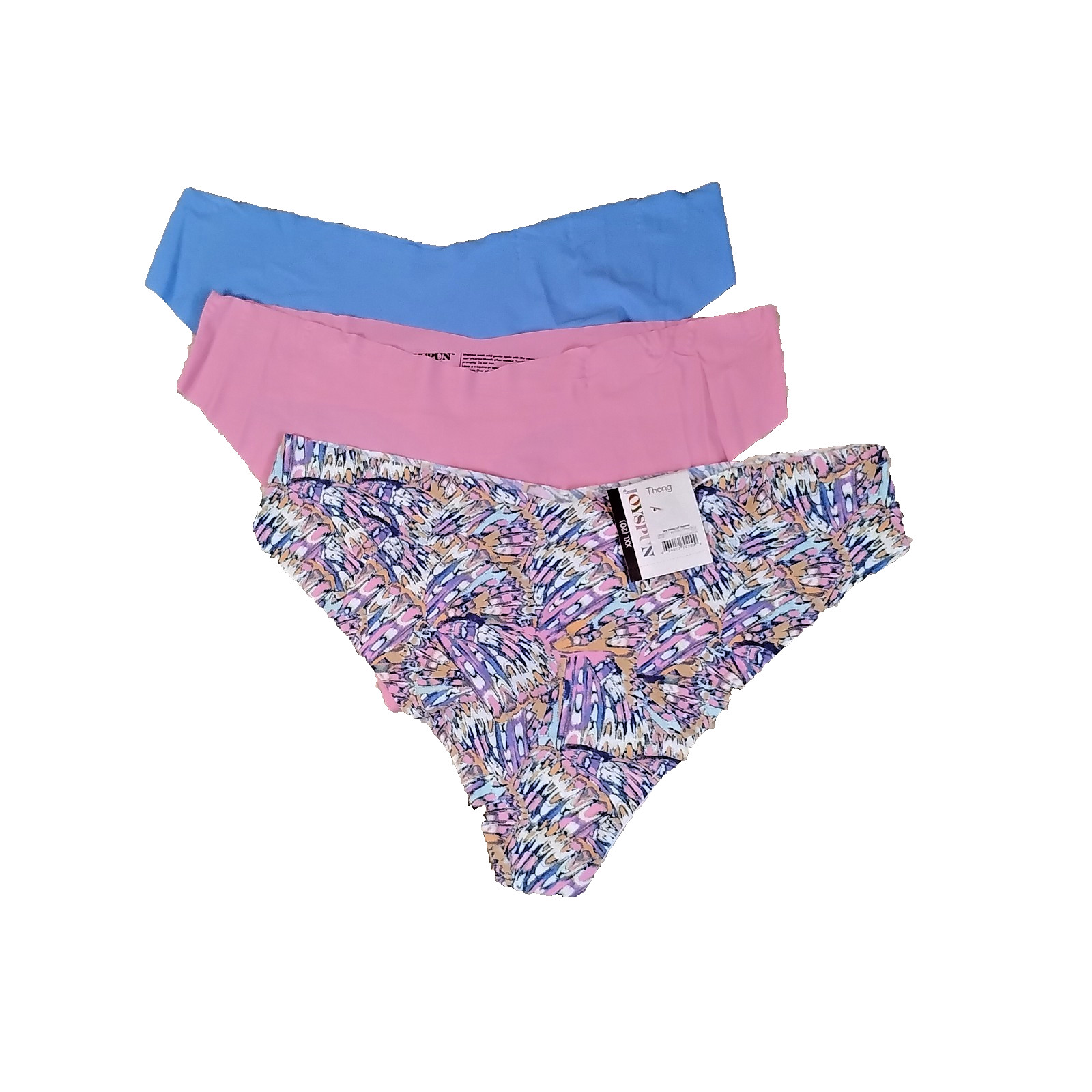 Women XXL Free Cut Thong Panty Lot Of 3 No-Show Thong Pink Blue Cooling NWT Y2K