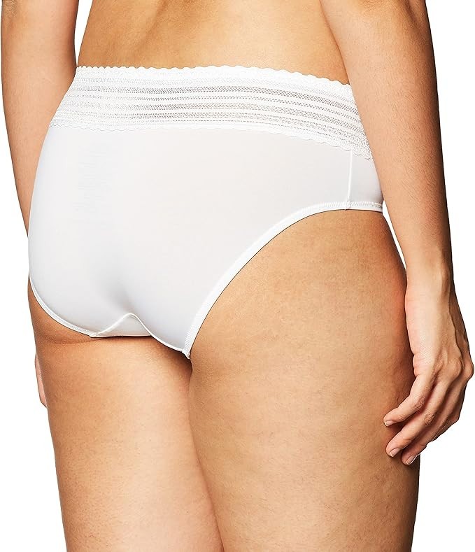WARNER’S Dig-free Comfort Waist With Lace Microfiber Hipster WHITE L