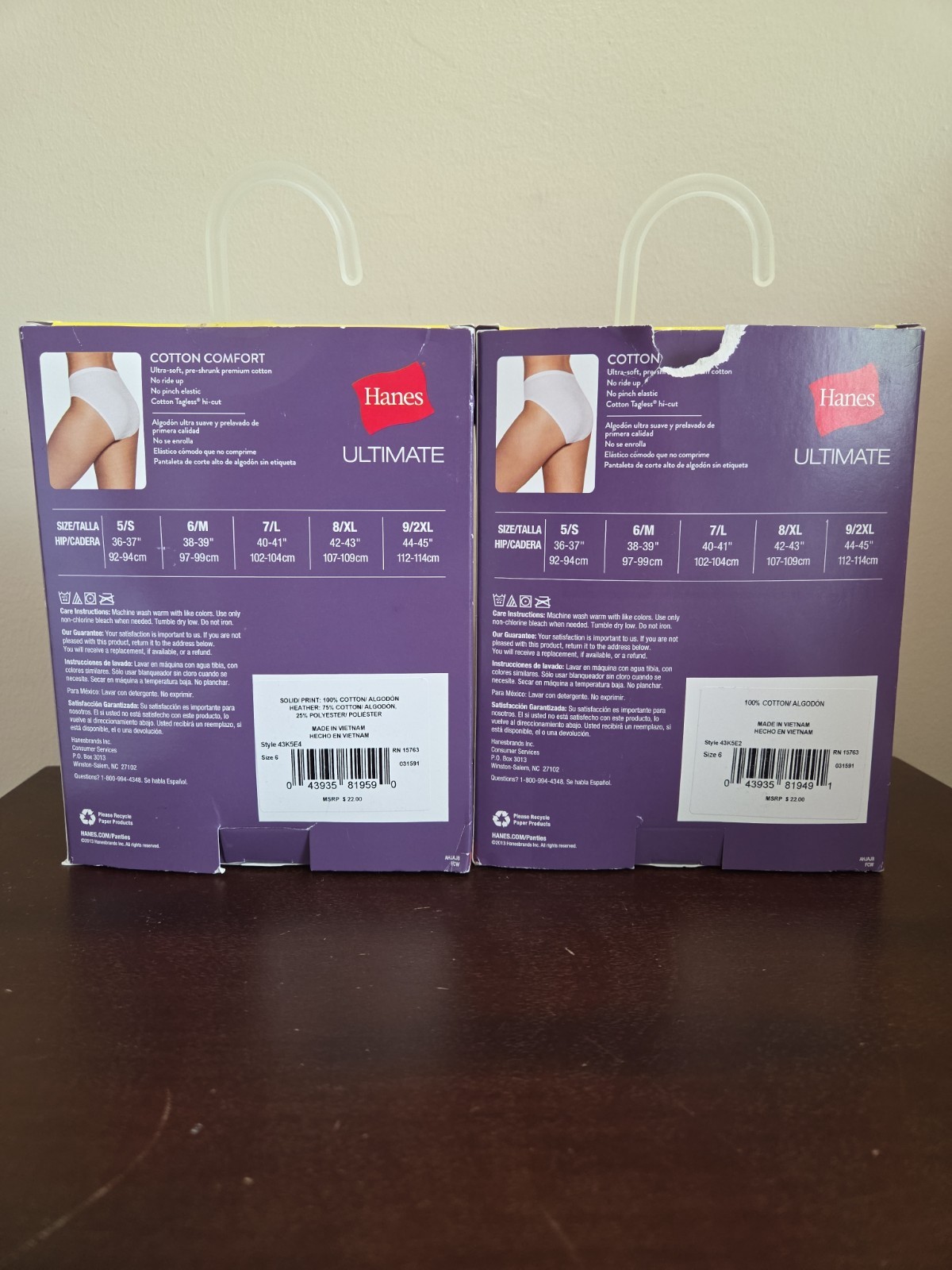 New In Box Hanes Ultimate Cotton Comfort Hi-Cut Panty 5 Pack Lot Of 2 Size 6/M