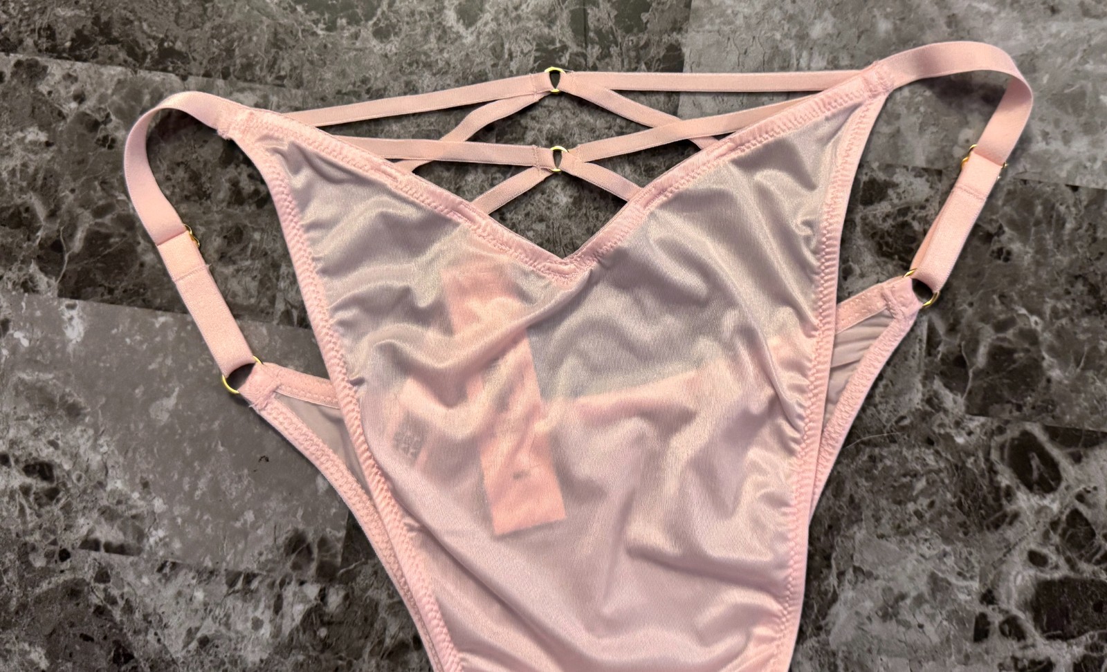 NWT VICTORIA’S SECRET PINK SATIN SMOOTH STRAPPY BACK BRAZILIAN CHEEKY PANTIES