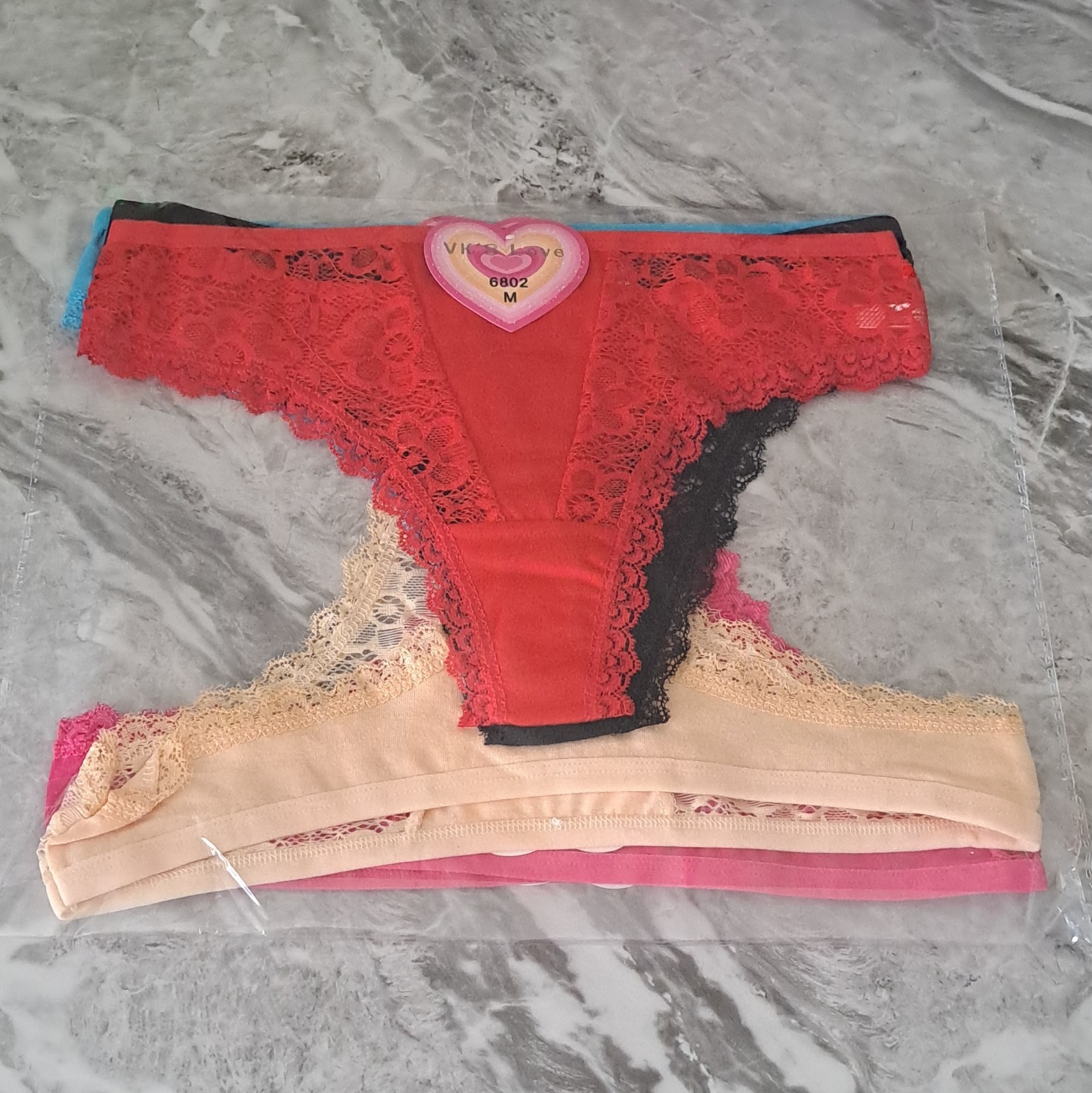 Women’s Lace Thong/String Panties 5 Pack Multicolor Size M Stretch MPN 6802
