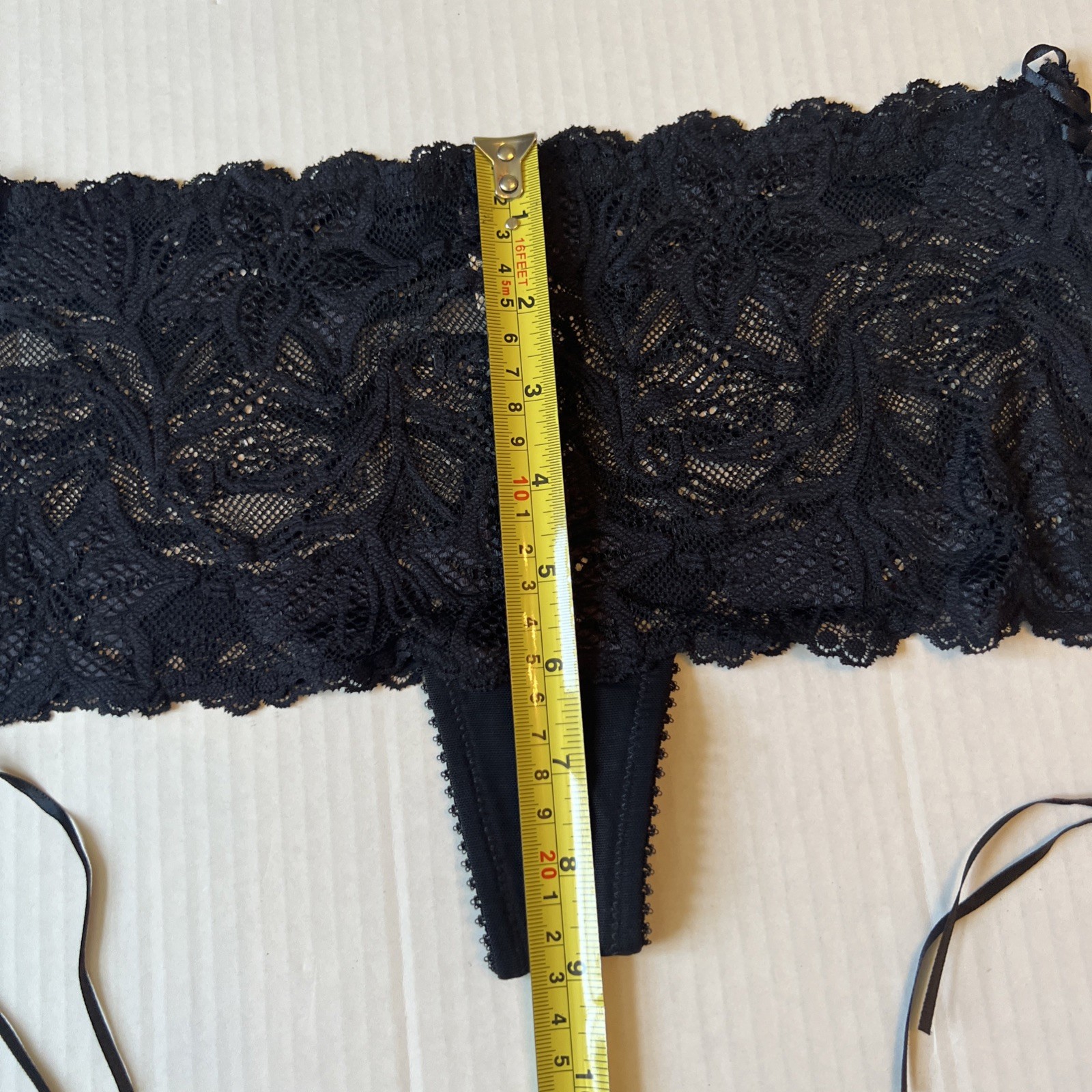 Lily Of France Sz S Lingerie By Creaciones Vantage Lace Thong Black NWOT