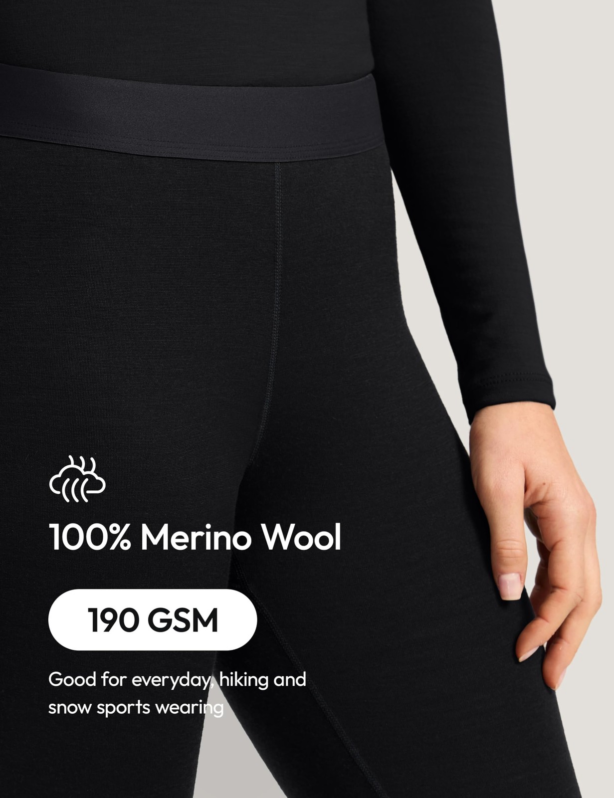 Womens 190 Merino Wool Base Layer Leggings – Hiking Outdoor Casual Thermal Un…
