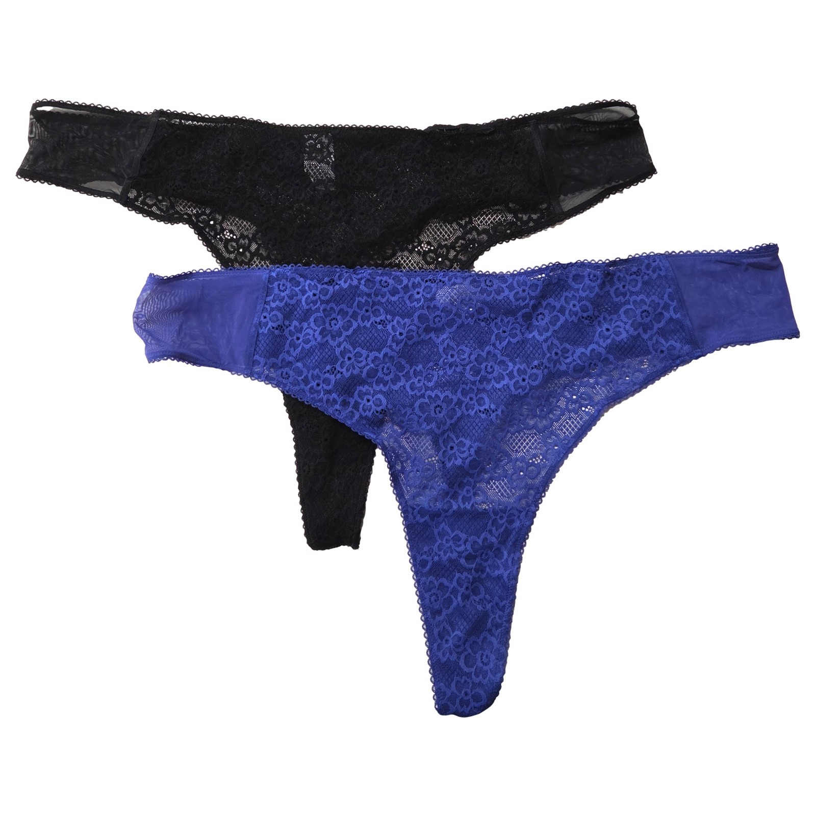 Parade Womens 2 Pack Thong Underwear Blue & Black Lace Panties Set 3X