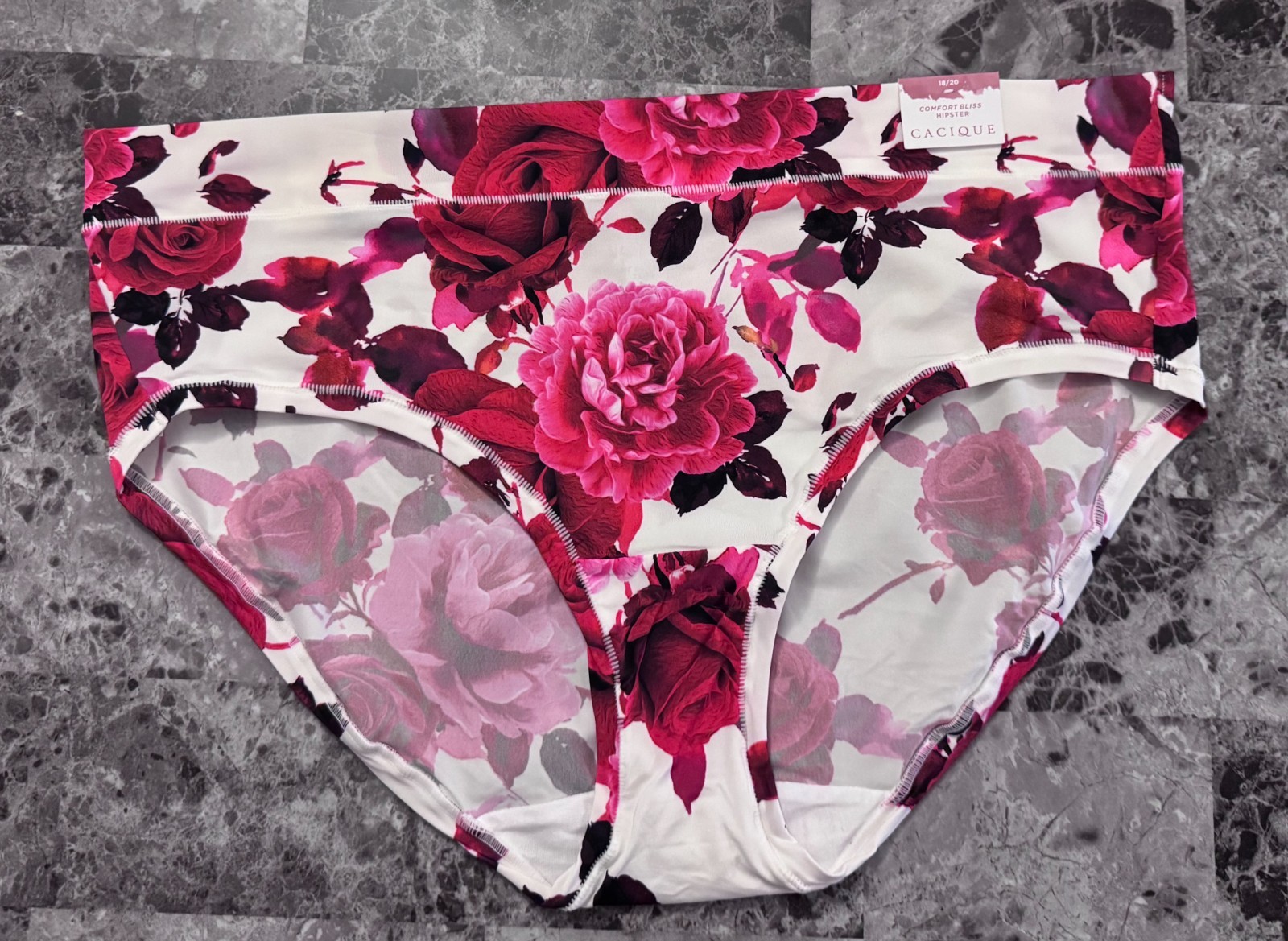 NWT CACIQUE LANE BRYANT 18/20 SMOOTH FLORAL ROSE COMFORT BLISS HIPSTER PANTIES