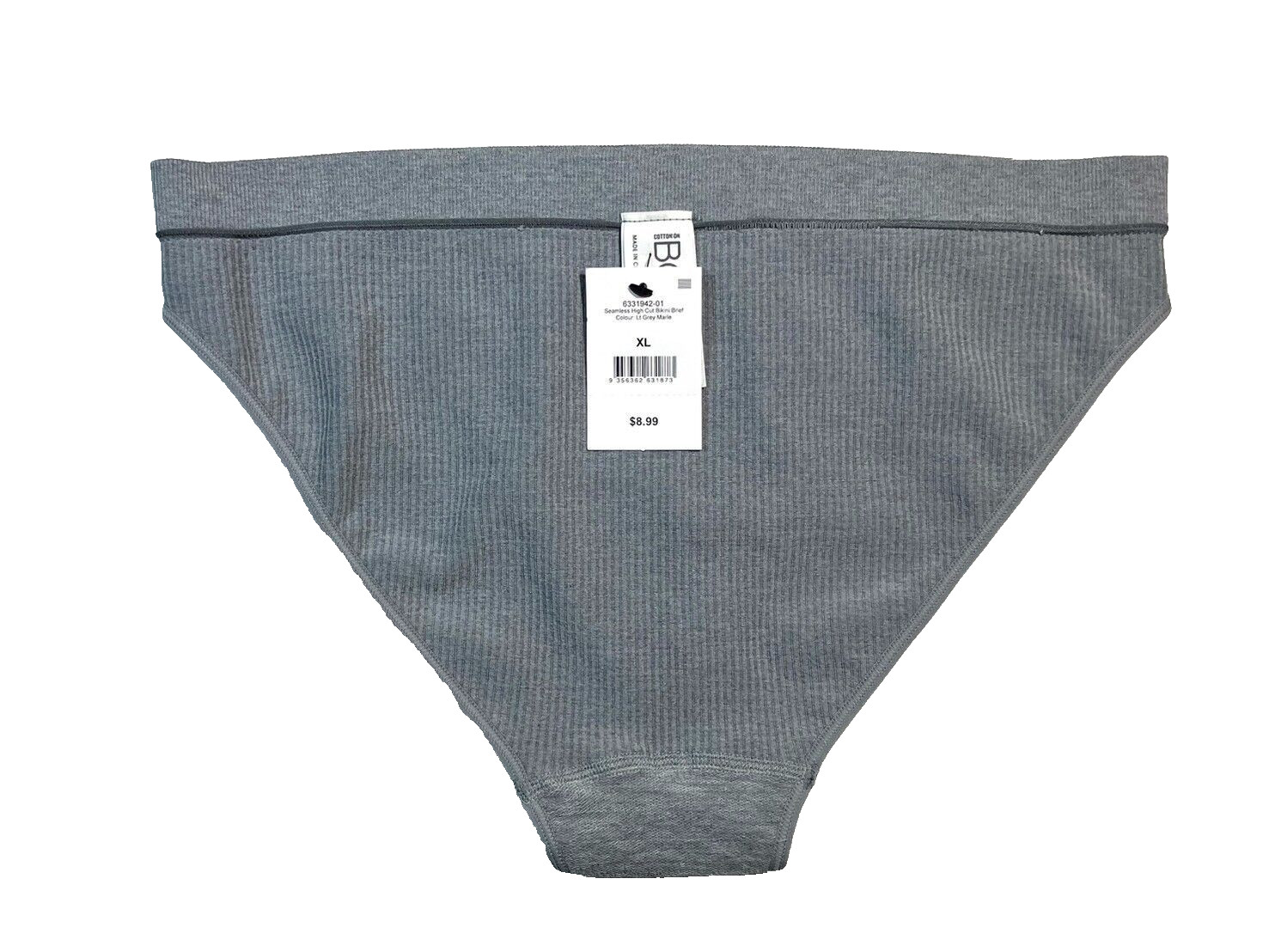 NWT COTTON:ON Women’s XL Seamless High Cut Bikini Brief Grey Marle 6331942-01