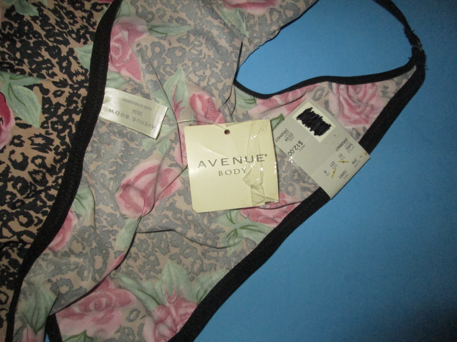 Vintage Y2K Stretch Nylon STRING BIKINI Panties by AVENUE BODY 22/24 3X 10 NWT