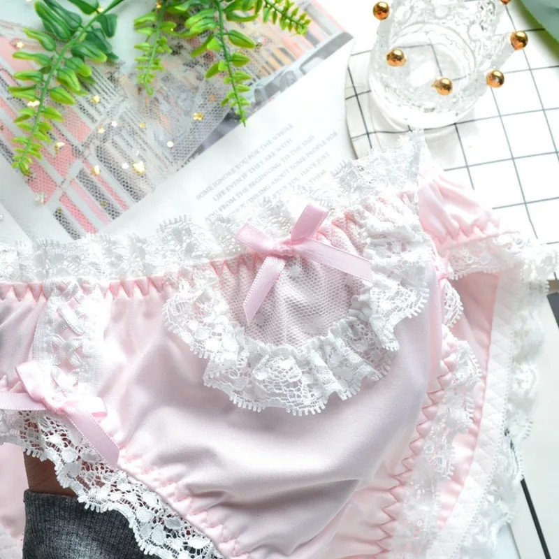 1pc Milk Silk Panties Low Waist Lace Cosplay Cartoon Style Cute Women Lingerie